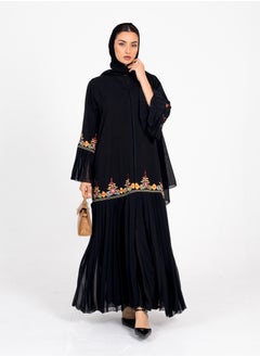 Rosette Abaya Embellished abaya With coloring Embroidery & Pleated Chiffon  - Image 2
