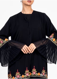 Rosette Abaya Embellished abaya With coloring Embroidery & Pleated Chiffon  - Image 4