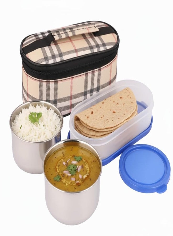 RPC99 Premium 2-Container Corporate Lunch Box for Office | Stainless Steel Airtight Tiffin Set with Leak-Proof Lid & Insulated Bag | Ideal for Office, School & Travel Use (White) - Image 1