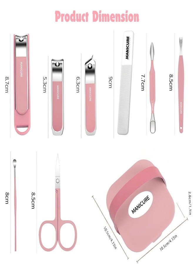 Amillee Nail Clippers Set, Nail Care Tools, Ultra Sharp Sturdy Fingernail and Toenail Clipper Cutters with Case for Women, Men | Nail Cutter Set - 8-Piece Ultra Sharp Nail Clipper Set with Nail File | Perfect for Thick Toenails & Fingernails | Nail Care Tools (Pink) - Image 2