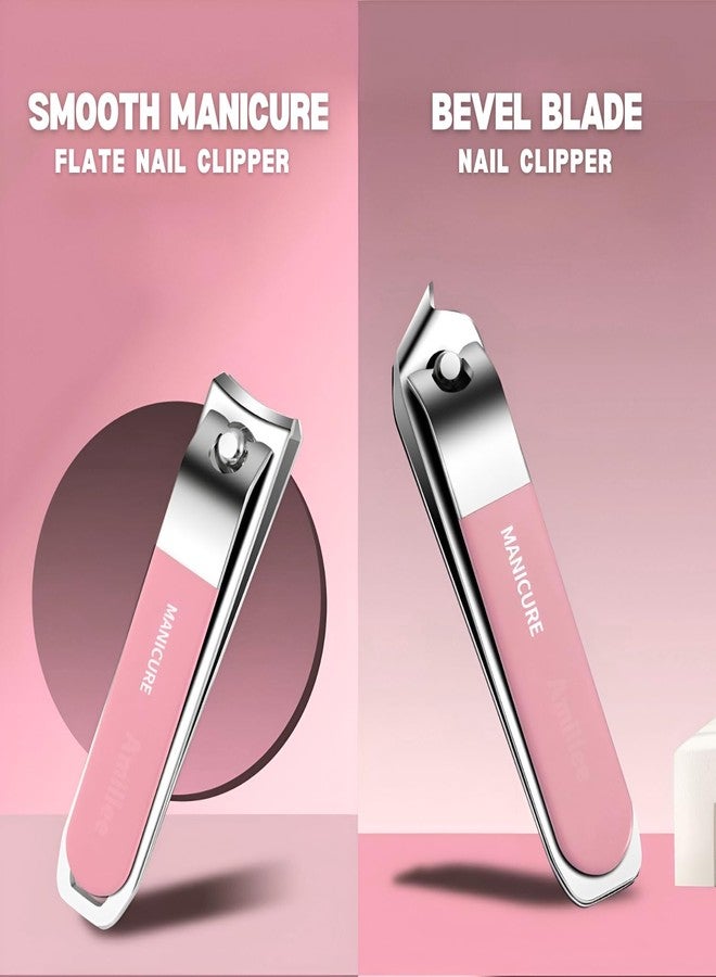 Amillee Nail Clippers Set, Nail Care Tools, Ultra Sharp Sturdy Fingernail and Toenail Clipper Cutters with Case for Women, Men | Nail Cutter Set - 8-Piece Ultra Sharp Nail Clipper Set with Nail File | Perfect for Thick Toenails & Fingernails | Nail Care Tools (Pink) - Image 4