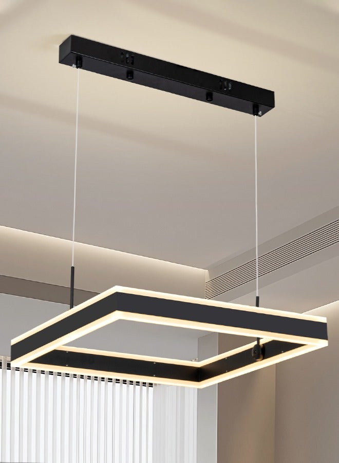 YATAI LIGHTING Modern LED Chandelier,1 Layer Square Shape Dimmable Light Fixture,Black Acrylic Hanging Pendant Lighting LED Chandelier Lamp for Dining Room,Kitchen Room,Dining Table 58W,3000k-6000k - Image 1