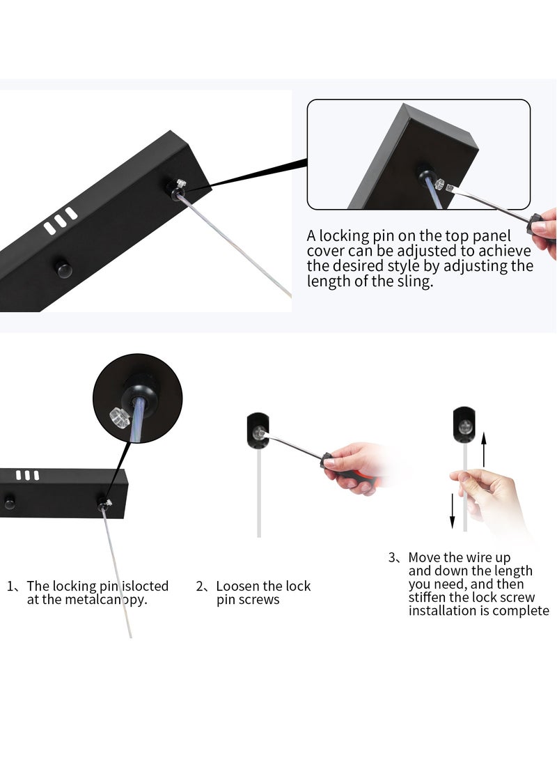 YATAI LIGHTING Modern LED Chandelier,1 Layer Square Shape Dimmable Light Fixture,Black Acrylic Hanging Pendant Lighting LED Chandelier Lamp for Dining Room,Kitchen Room,Dining Table 58W,3000k-6000k - Image 5