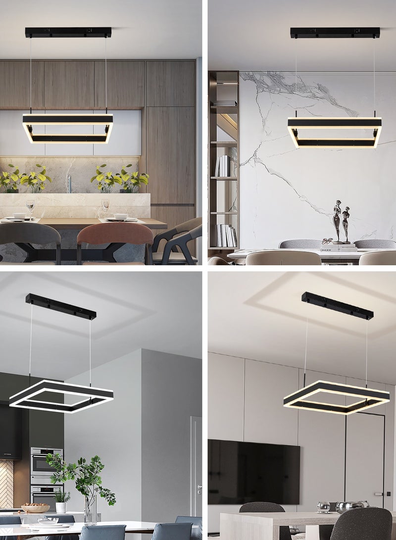 YATAI LIGHTING Modern LED Chandelier,1 Layer Square Shape Dimmable Light Fixture,Black Acrylic Hanging Pendant Lighting LED Chandelier Lamp for Dining Room,Kitchen Room,Dining Table 58W,3000k-6000k - Image 2