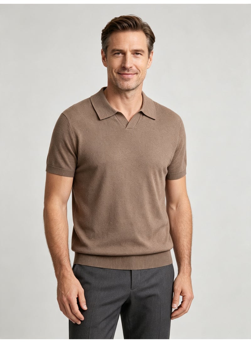 زارا ZARA men's summer V-neck short-sleeved knitted Polo shirt - Image 4