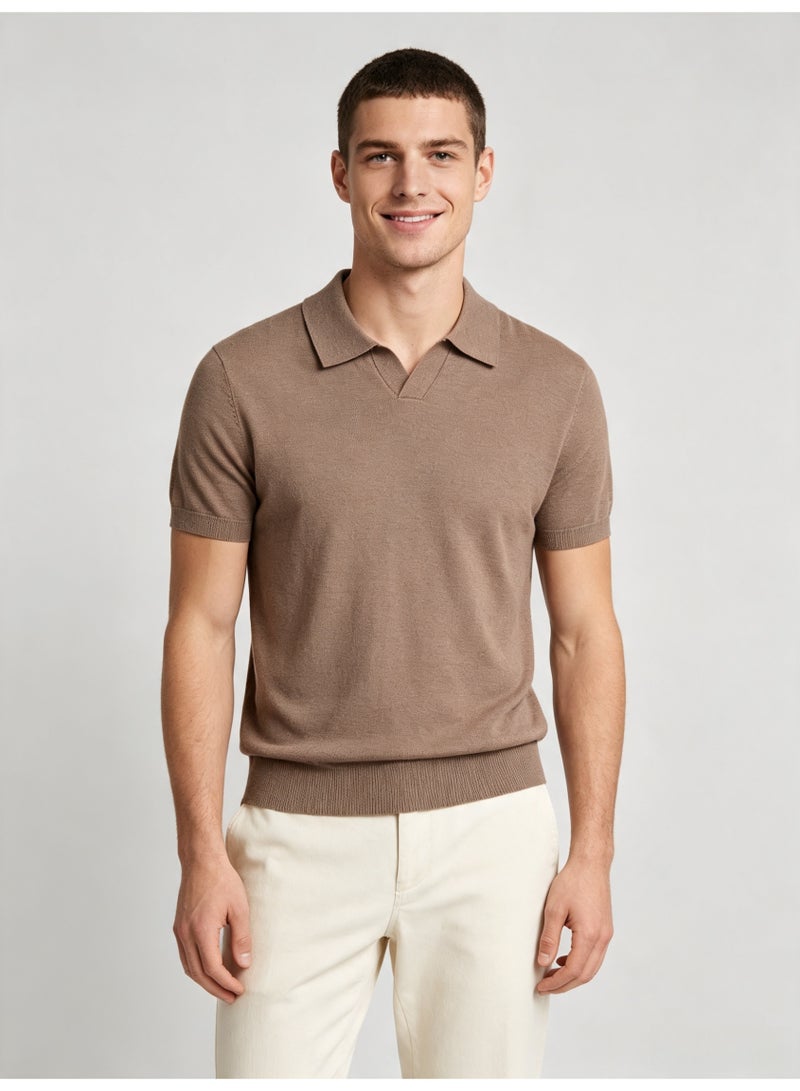 زارا ZARA men's summer V-neck short-sleeved knitted Polo shirt - Image 1