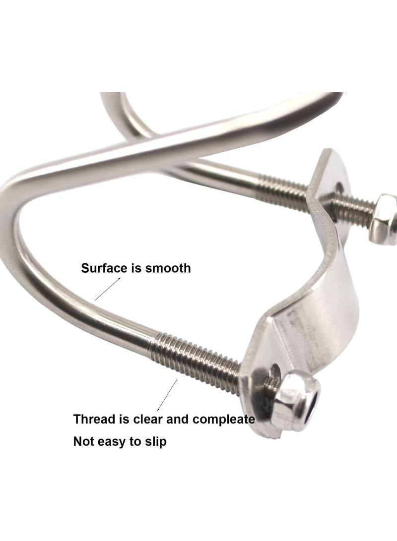Cross Pipe Clamp Stainless Steel U-Shaped Cross Tube Buckle 20mmx32mm, Crossover Pipe Clip Cross Grid Pipe Connector Clamps for Greenhouse Farm Nursery Fence Scaffolding 4 Pack (M8) - Image 2