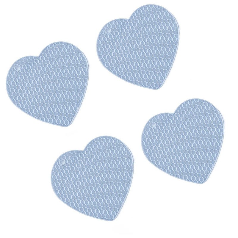 P Plus Fire Silicone Trivet Mats Heat Resistant Pot Holders Multipurpose Non-Slip Hot Pads for Kitchen Potholders Jar Opener (Blue, Set of 4) - Image 1