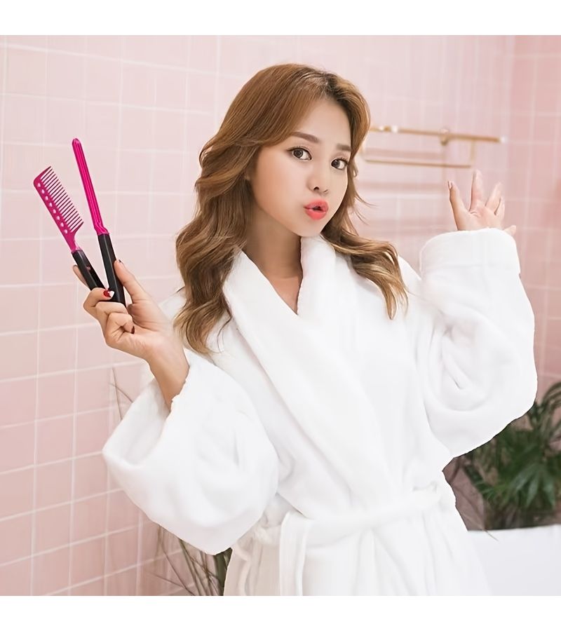 Pink V Clip Hair Styling Comb V Shaped Design Foldable Multi Functional Comb For Volumizing Curling Straightening And Smoothing - Image 2