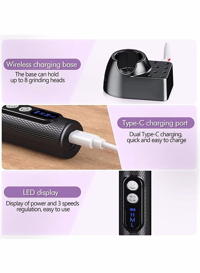 Generic Cordless Nail Drill for Gel Manicures, Professional Electric Nail File for Salon and Home (Black)  - Image 4