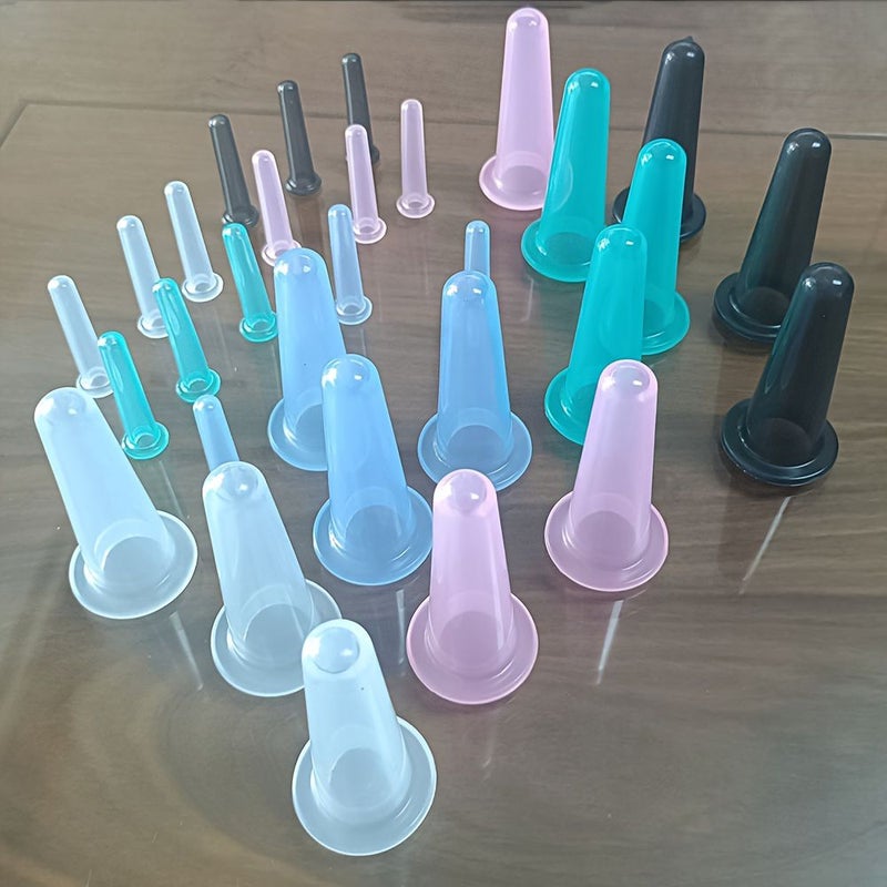 Black Silicone Facial Cupping Set 8 Pcs Vacuum Suction Massage Cups Anti-Cellulite Kit For Face Neck And Eyes - Image 3