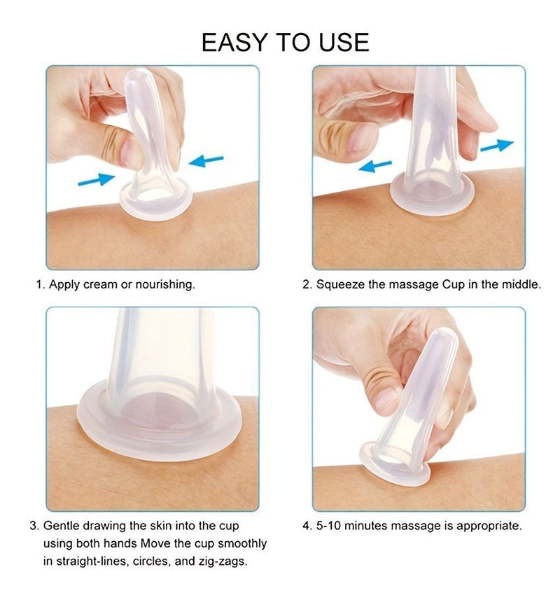 Black Silicone Facial Cupping Set 8 Pcs Vacuum Suction Massage Cups Anti-Cellulite Kit For Face Neck And Eyes - Image 5