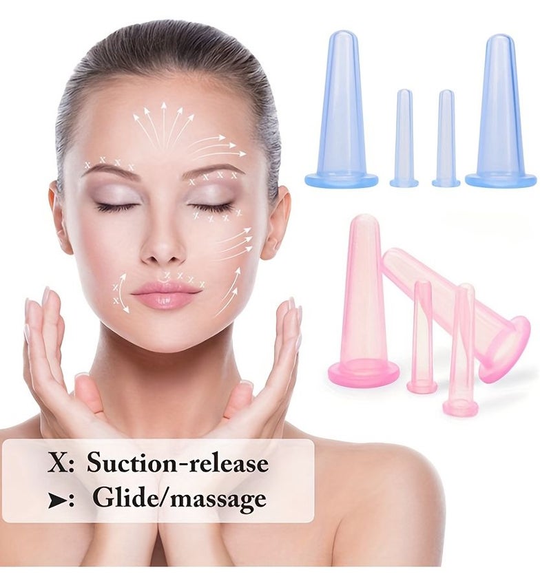 Black Silicone Facial Cupping Set 8 Pcs Vacuum Suction Massage Cups Anti-Cellulite Kit For Face Neck And Eyes - Image 4