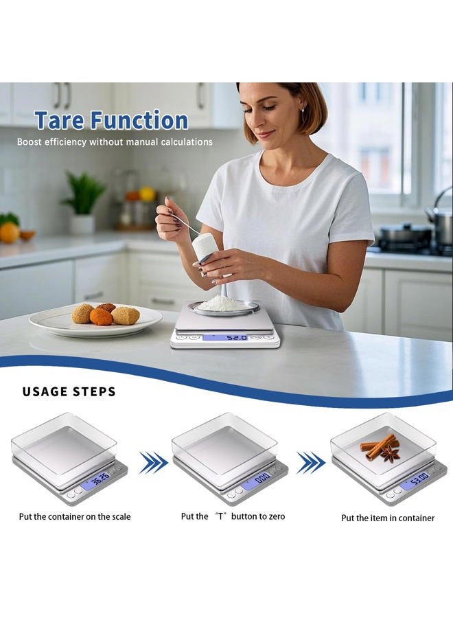 MEIYA Gram Scale Small Digital Food Scale, 0.01Gram/0.001Ounce Accurate Weight 500g, Kitchen Scale for Jewelry/Baking/Soap, 9 Units, Tare Function, LCD Display, Including Battery and - Image 5