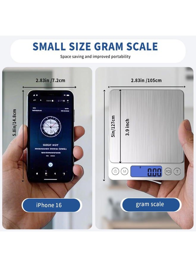 MEIYA Gram Scale Small Digital Food Scale, 0.01Gram/0.001Ounce Accurate Weight 500g, Kitchen Scale for Jewelry/Baking/Soap, 9 Units, Tare Function, LCD Display, Including Battery and - Image 4
