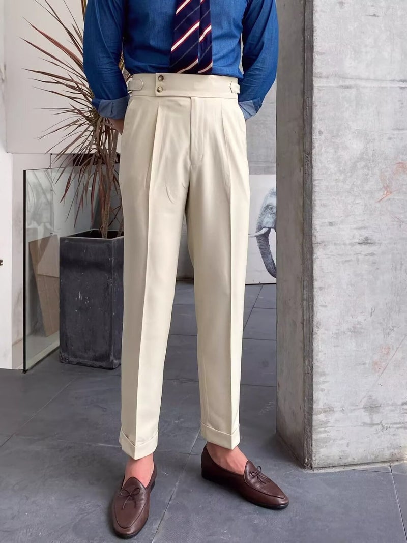 British Style Men'S Pants Casual Commuter Wrinkle-Resistant Long Pants Niche Design French-Style Simple All-Match Pants - Image 3