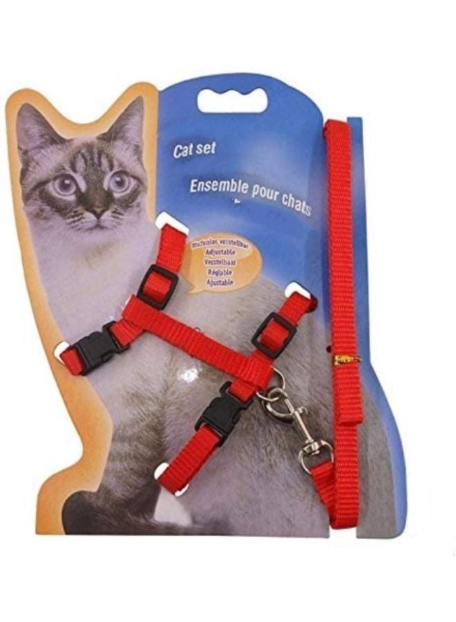 Adjustable Nylon Pet Cat Puppy Harness with Lead Leash Strap Belt Safety Rope - Image 1