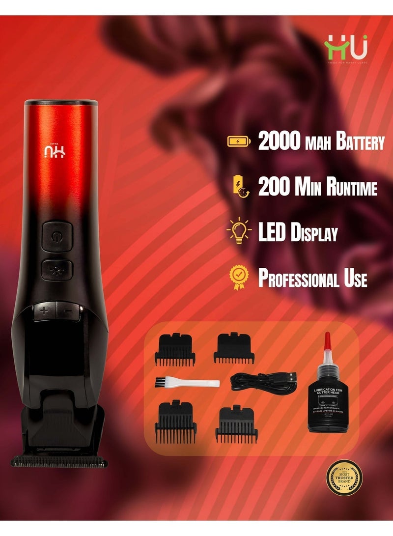 H U Professional Hair Clipper with LED Display – Rechargeable Cordless Hair Trimmer with 2000mAh Battery, 200 Minutes Runtime for Barber & Home Use - Image 3