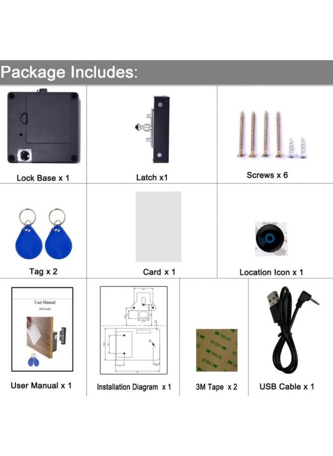 GGEROU - Electronic Cabinet Lock, Hidden DIY Lock, Smart Cabinet Locks, Electronic Cabinet Lock with USB Cable, Invisible Cabinet Lock with 1 IC Cards and 2 Keychain - Image 1
