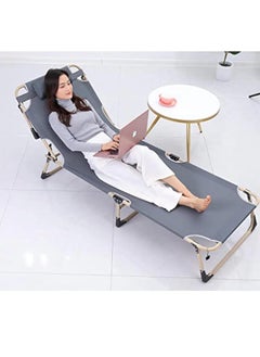 Hihonor Folding Camping Cot, Folding Bed, Single Person Folding Reclining Lounger for Camping Office Lunch Break Outdoor Emergency(Gray)  - Image 3