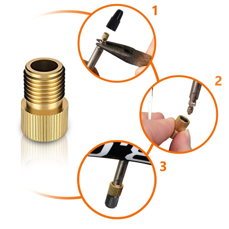Mobi Lock Brass Presta Valve Adaptor (Pack Of 5 + 10 Caps) - Convert Presta To Schrader For All Types Of Bikes  E-Bikes  And E-Scooters - Inflate Tire Using Standard Pump Or Air Compressor - By Mobi Lock - Image 4