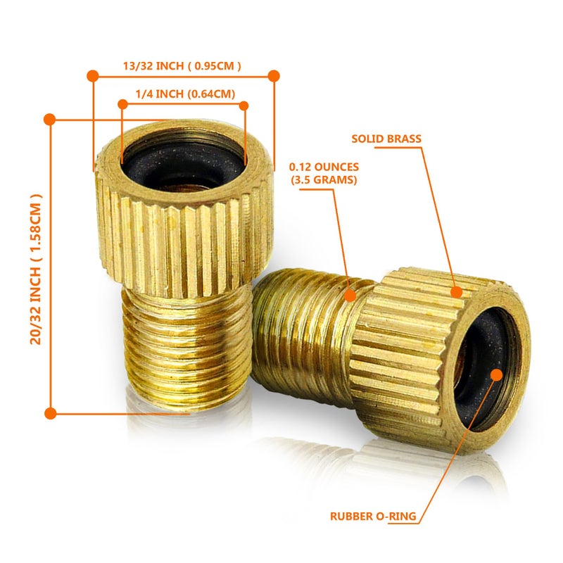 Mobi Lock Brass Presta Valve Adaptor (Pack Of 5 + 10 Caps) - Convert Presta To Schrader For All Types Of Bikes  E-Bikes  And E-Scooters - Inflate Tire Using Standard Pump Or Air Compressor - By Mobi Lock - Image 3