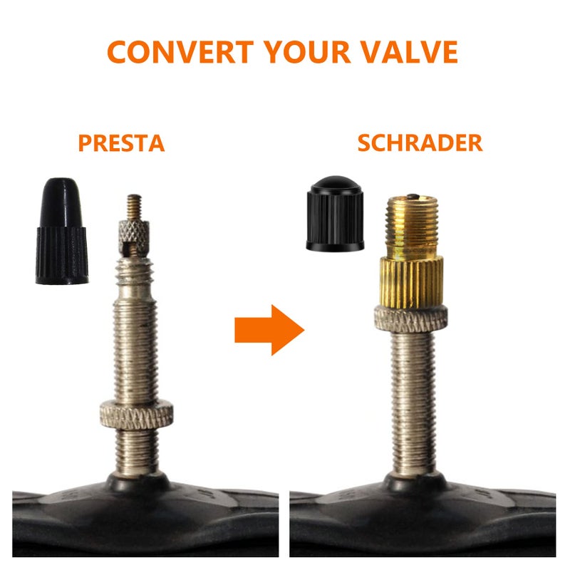Mobi Lock Brass Presta Valve Adaptor (Pack Of 5 + 10 Caps) - Convert Presta To Schrader For All Types Of Bikes  E-Bikes  And E-Scooters - Inflate Tire Using Standard Pump Or Air Compressor - By Mobi Lock - Image 2