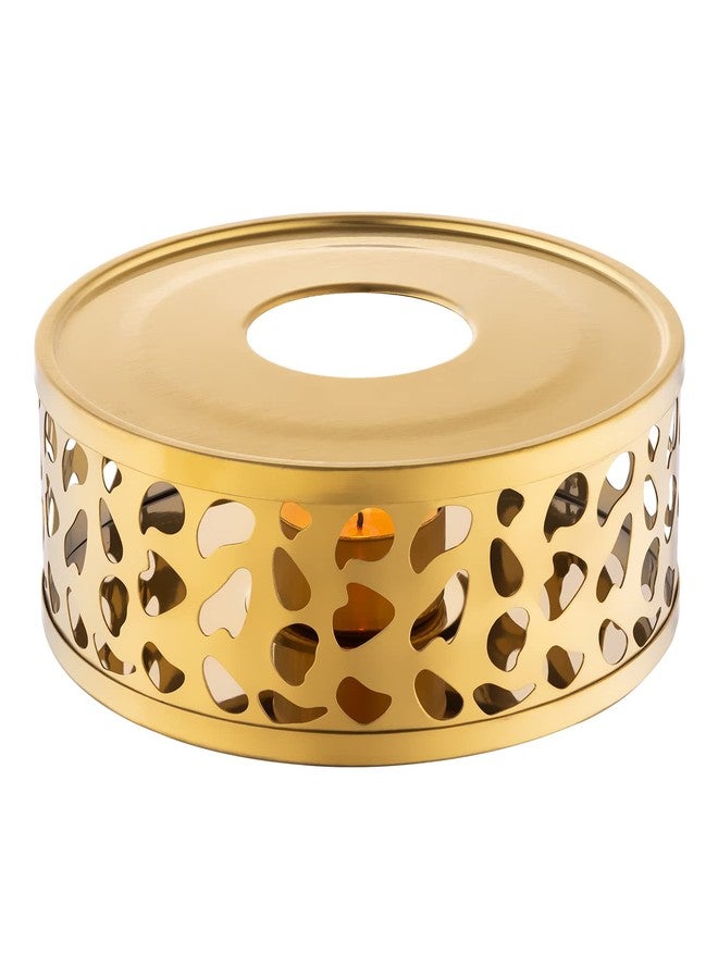 Simtive Teapot Warmer, Brushed Stainless Steel Tea Warmer with Tealight Holder, Gold - Image 5