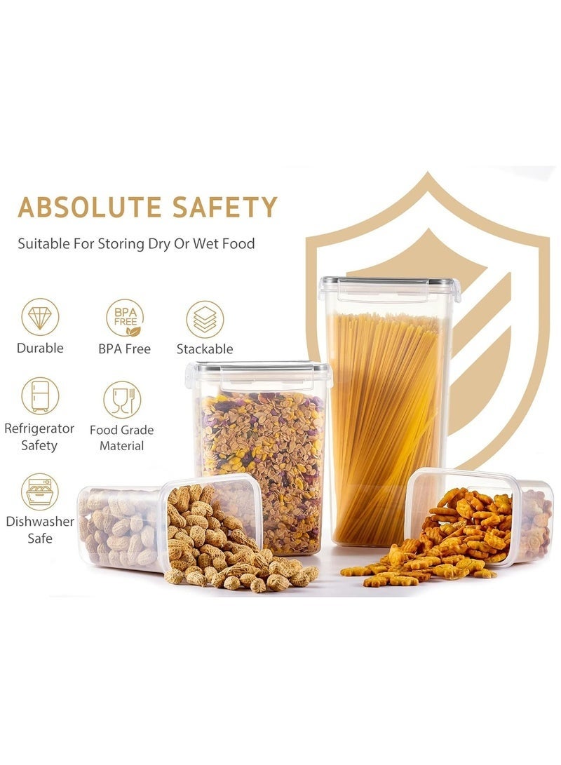 24 Pack Airtight Food Storage Containers with Lids, Clear Pantry Storage Containers for Kitchen Food Pantry Organizers and Storage, Plastic Leak-proof Canisters for Cereal, Flour and Sugar - Image 5