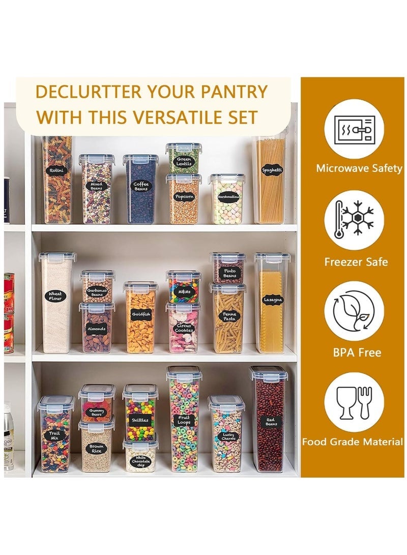24 Pack Airtight Food Storage Containers with Lids, Clear Pantry Storage Containers for Kitchen Food Pantry Organizers and Storage, Plastic Leak-proof Canisters for Cereal, Flour and Sugar - Image 2