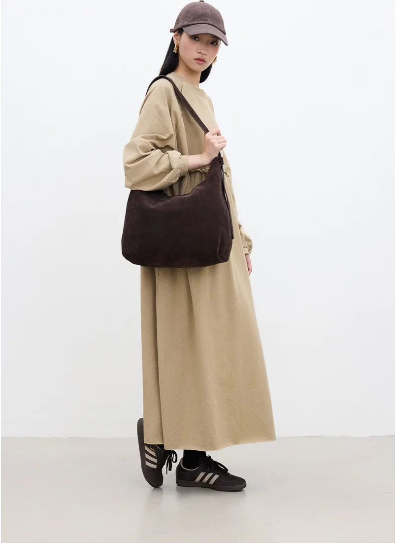 مانوكا Oversized Gathered Dress Camel