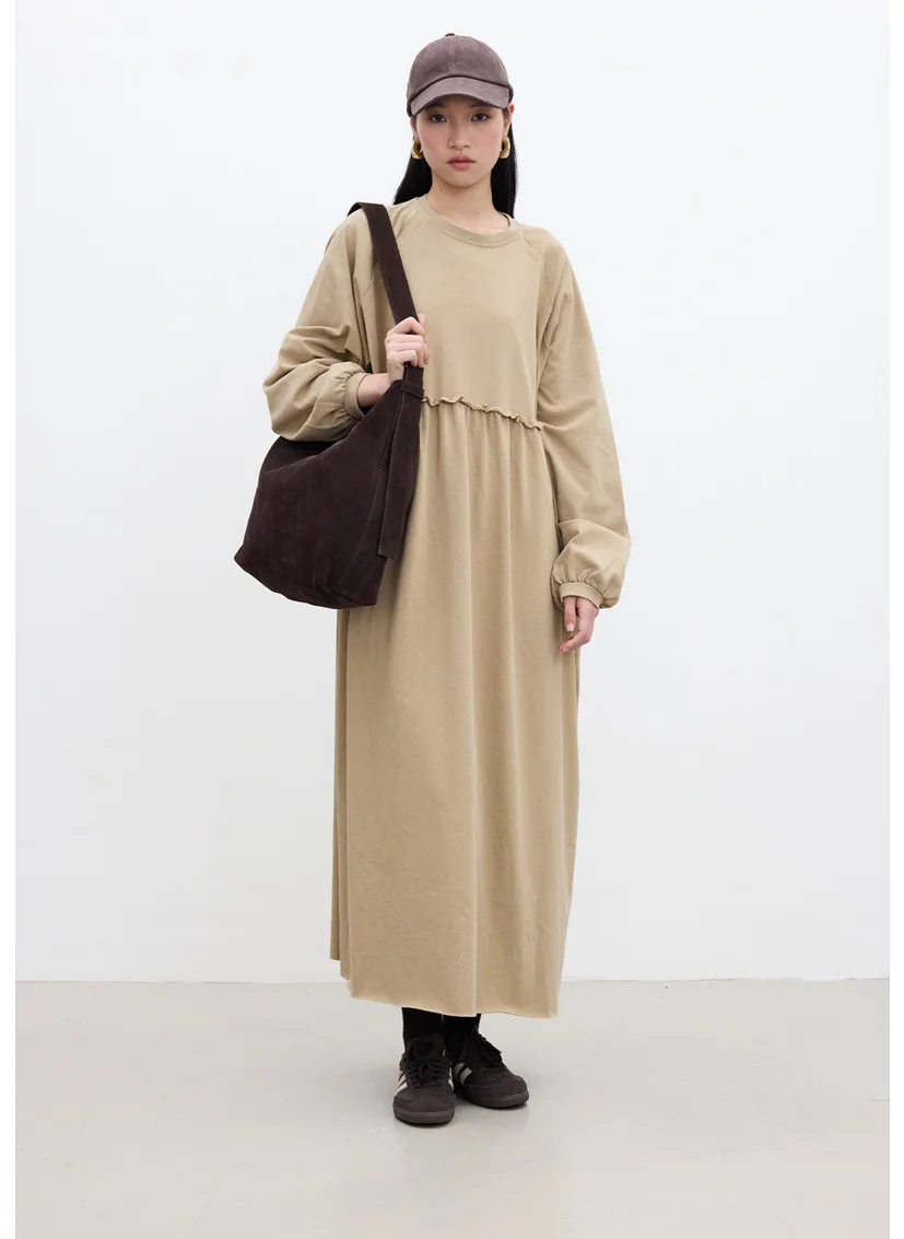 مانوكا Oversized Gathered Dress Camel