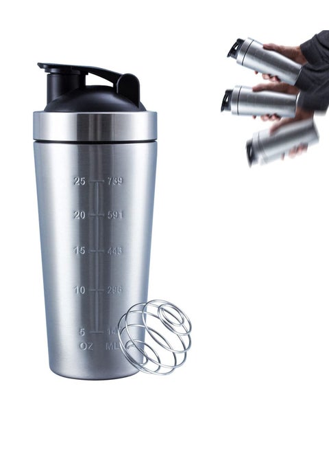Shaker Bottle with Wire Whisk, Protein Shaker Bottle for Protein Mixes, Stainless Steel Shaker Bottle, Metal Shaker Bottle,Large Shaker Bottle