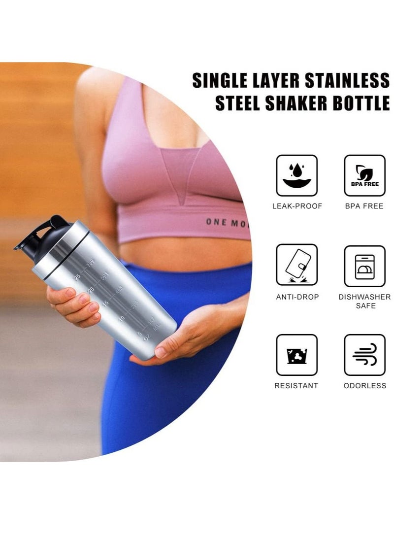 Shaker Bottle with Wire Whisk, Protein Shaker Bottle for Protein Mixes, Stainless Steel Shaker Bottle, Metal Shaker Bottle,Large Shaker Bottle