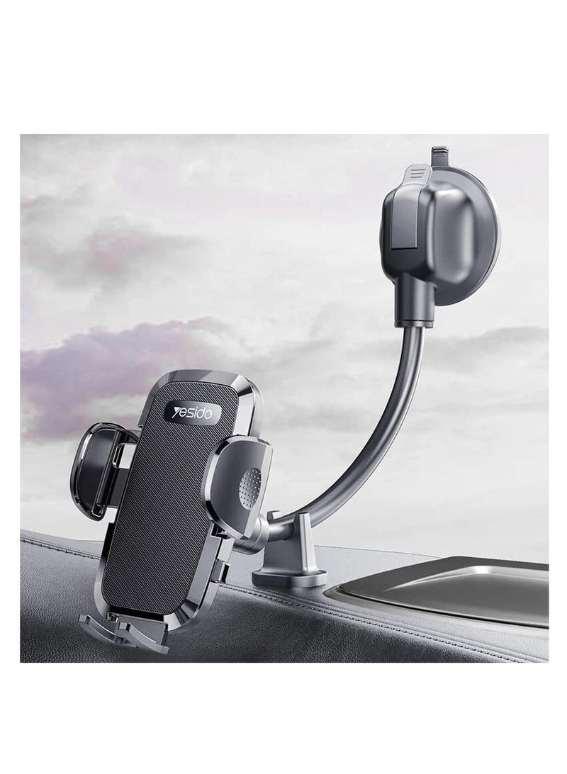 C140 Windshield / Dashboard Flexible Adjustable Arm Gooseneck Car Suction Cup Mobile Phone Holder Stand Bracket. - Image 1