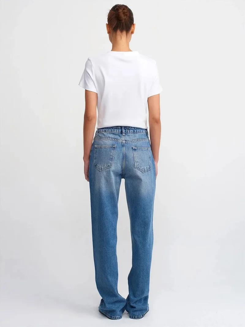 ديلفين Dilvin High-Waist Straight-Leg Cotton Jeans