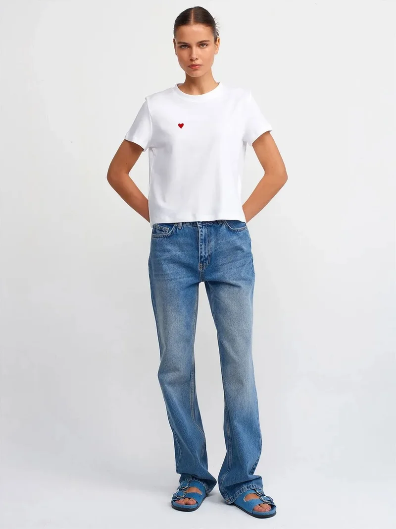 ديلفين Dilvin High-Waist Straight-Leg Cotton Jeans