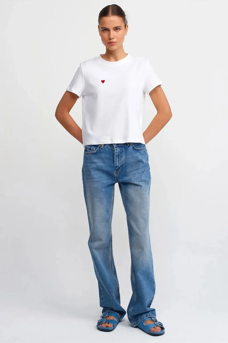 ديلفين DILVIN High-Waist Straight-Leg Cotton Jeans