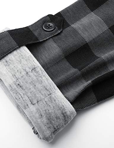 DJT Womens Soft Stretchy Knit Plaid Shirts Roll Up Long Sleeve Collared Button Down Blouses Tops Medium Black Plaid - Image 5