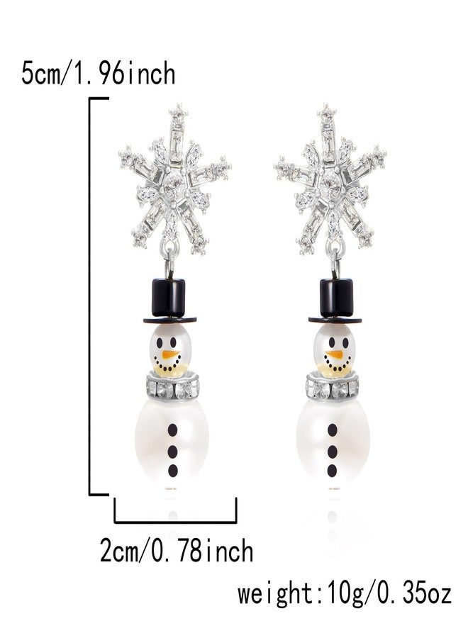 ZMANYIJEW Christmas Earrings for Women Dainty Santa Hat Snowman Snowflake Drop Dangle Earrings Crystal Festival Holiday Christmas Jewelry (snow-silver) - Image 5