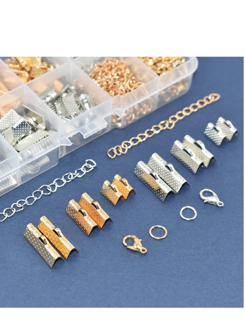 SOLARAE Ribbon Bracelet Kit Jewelry Making End Crimps Lobster Clasps with Jump Rings and Chain Extenders for DIY Bookmark Pinch Choker Necklace - Image 2
