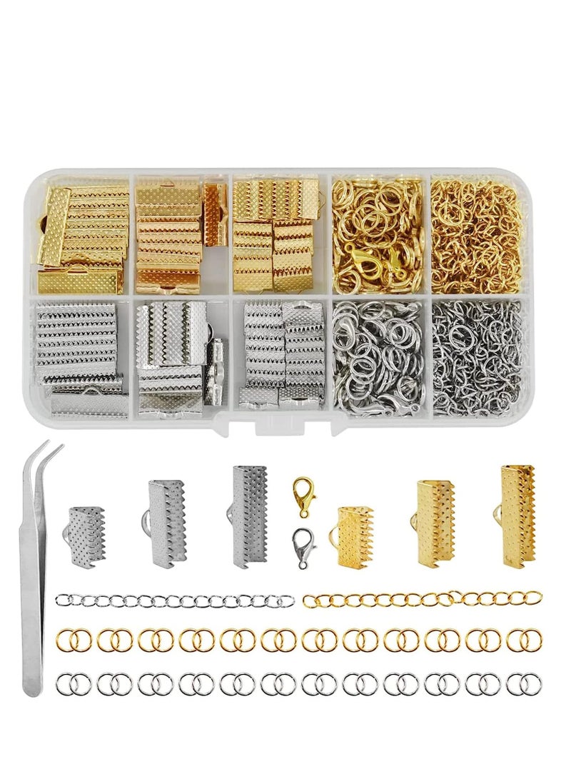 SOLARAE Ribbon Bracelet Kit Jewelry Making End Crimps Lobster Clasps with Jump Rings and Chain Extenders for DIY Bookmark Pinch Choker Necklace - Image 1