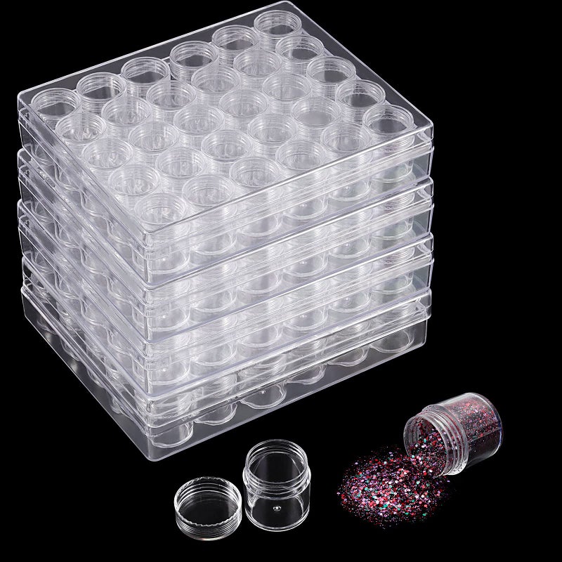 HOIGON 4 Pack 30 Grids Plastic Bead Storage Containers, Embroidery Diamond Storage Box with Lid, Diamond Painting Storage Containers for Jewelry DIY Rhinestones Sewing - Image 1