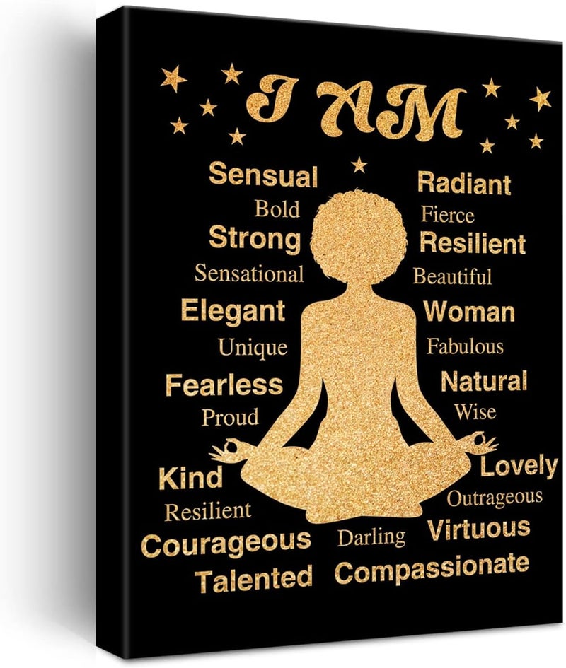 JerLoe Motivational Black Woman Canvas Wall Art - Image 1