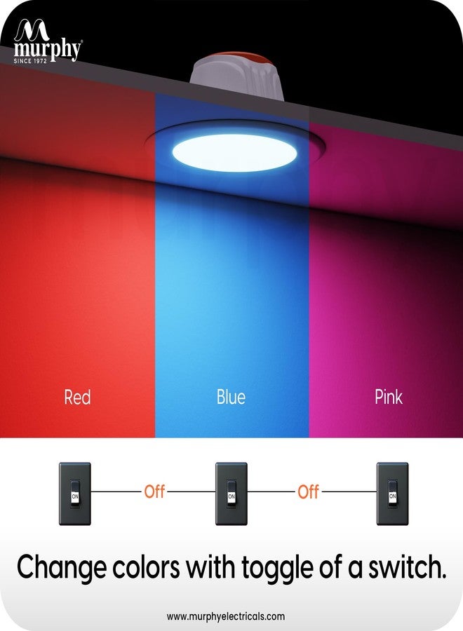 Murphy Crest Premium 7W 3-in-1 LED Concealed Down Light |Red, Blue & Pink | Switch Controlled Color Changing | Modern False Ceiling Lighting | 2-Year Warranty | Pack of 2 - Image 5