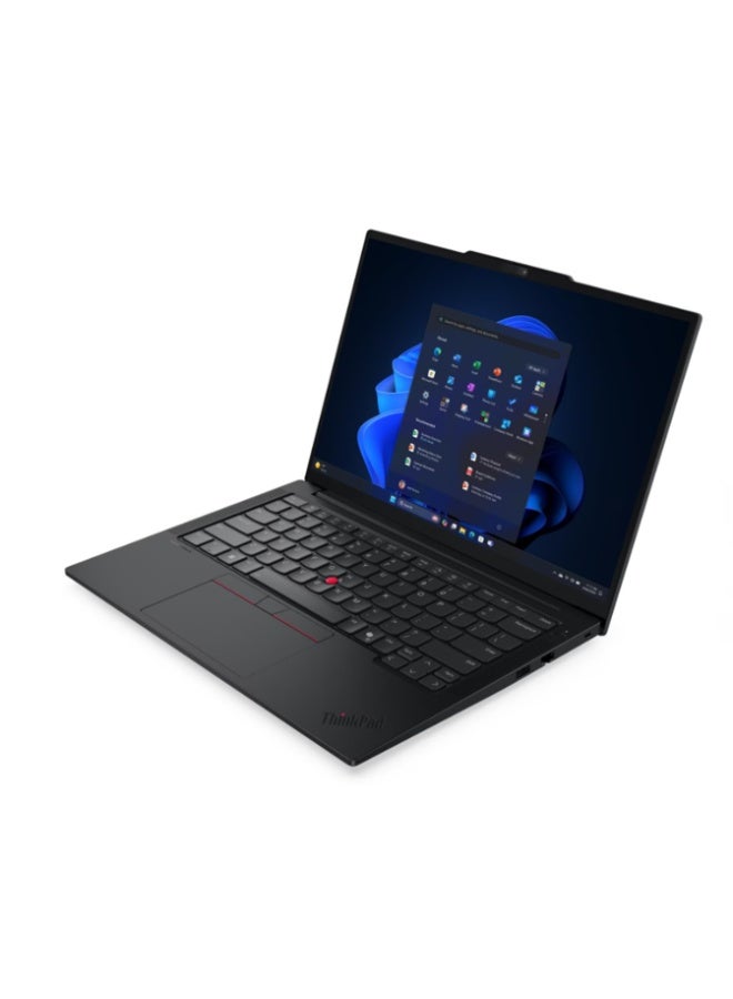حاسوب محمول ThinkPad E14 الجيل 7، معالج Intel Core Ultra 7 256V، 16GB RAM، 1TB SSD، شاشة WUXGA IPS 14"، رسومات Intel Arc، WiFi 6E، قارئ بصمات الأصابع، لوحة مفاتيح مضاءة Windows 11 Pro أسود