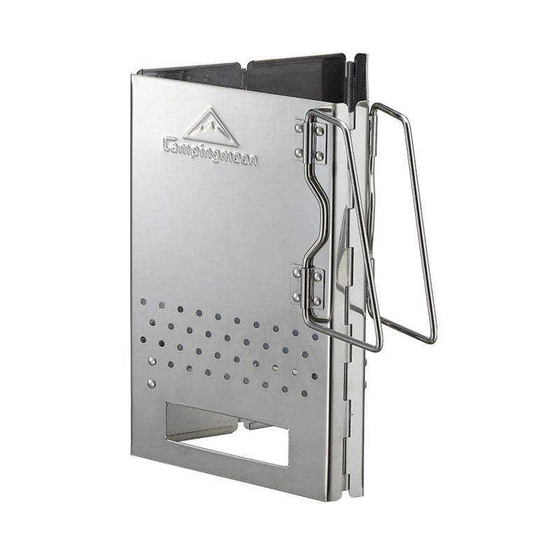 Campingmoon Camping Furnace: 304 Stainless Steel Portable Lightweight Firewood Furnace - Hollow Out Charcoal Holder Multi-Purpose Design for Outdoor Camping Barbecue Cooking Heating - Image 1
