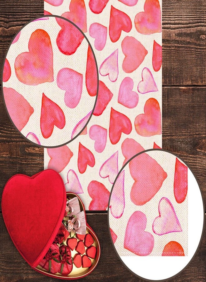 Pudodo Valentine's Day Table Runner Romantic Anniversary Party Decoration Pink Red Love Heart Kitchen Dining Room Home Decor (13" x 72") - Image 5
