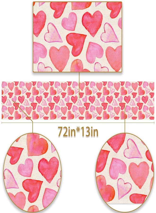 Pudodo Valentine's Day Table Runner Romantic Anniversary Party Decoration Pink Red Love Heart Kitchen Dining Room Home Decor (13" x 72") - Image 3