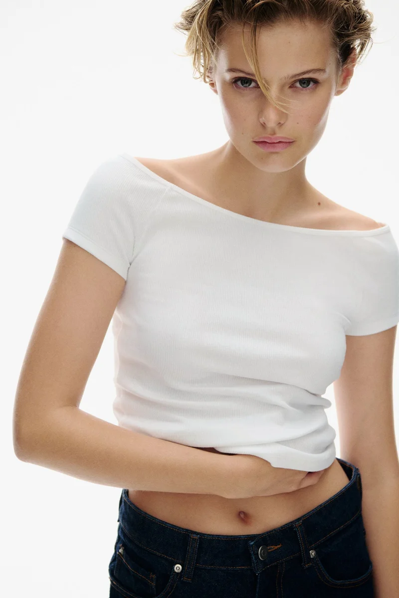 H&M Ribbed Off-The-Shoulder Top